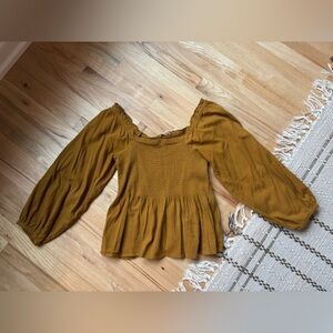 Madewell Lucie Puff Sleeve Smocked Waist Top